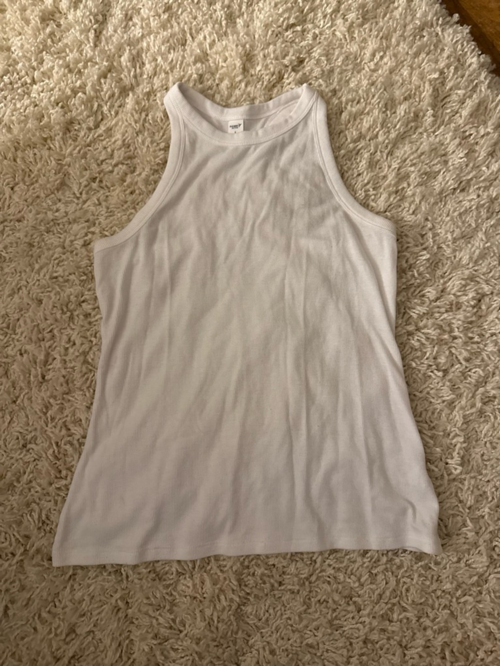 Old Navy White Ribbed High-Neck Tank Top